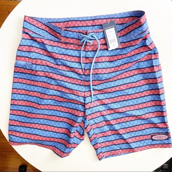 Vineyard Vines Men’s 9” Angler Stripe Board Shorts Waist 32 New - Picture 2 of 11